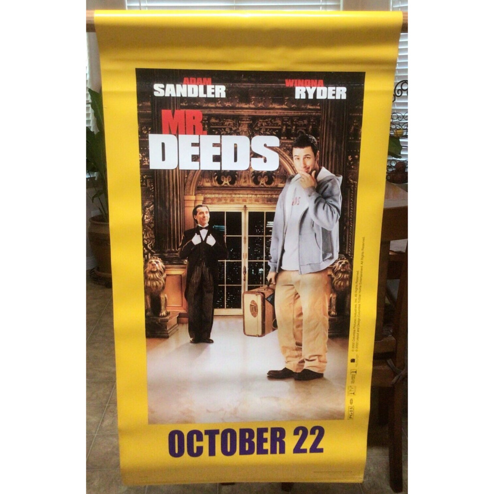 Vtg Mr Deeds Adam Sandler 2002 Original Vinyl Ad Promo Movie Banner 36x19 ~868A